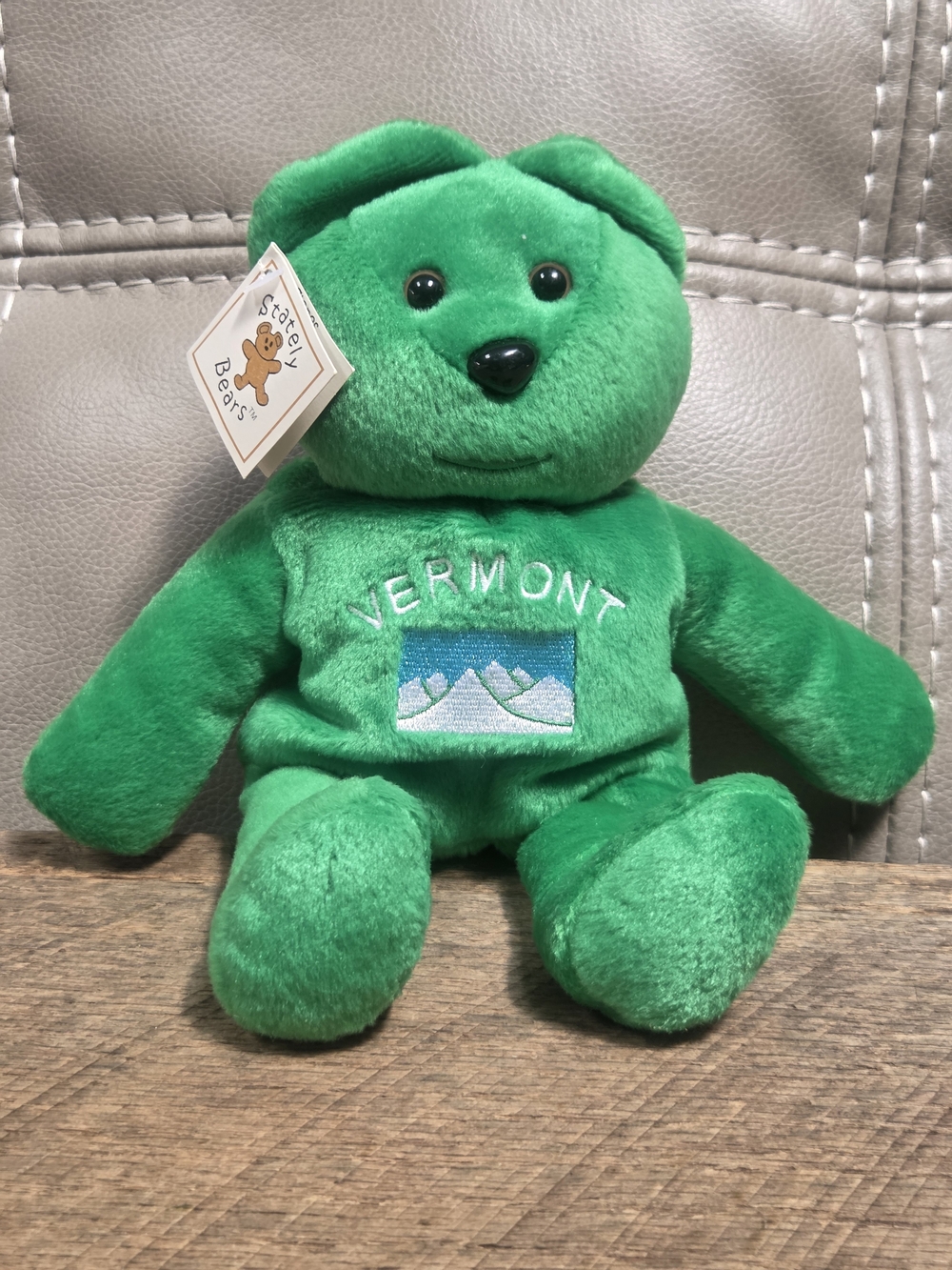 NWT Collectible Stately Bears Vermont Green Plush Bear - Souvenir ~ Bin 1F